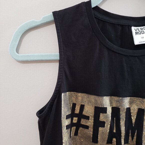 Vero Moda #Famous Hashtag Tank Top Tee Sz XS - Picture 4 of 7
